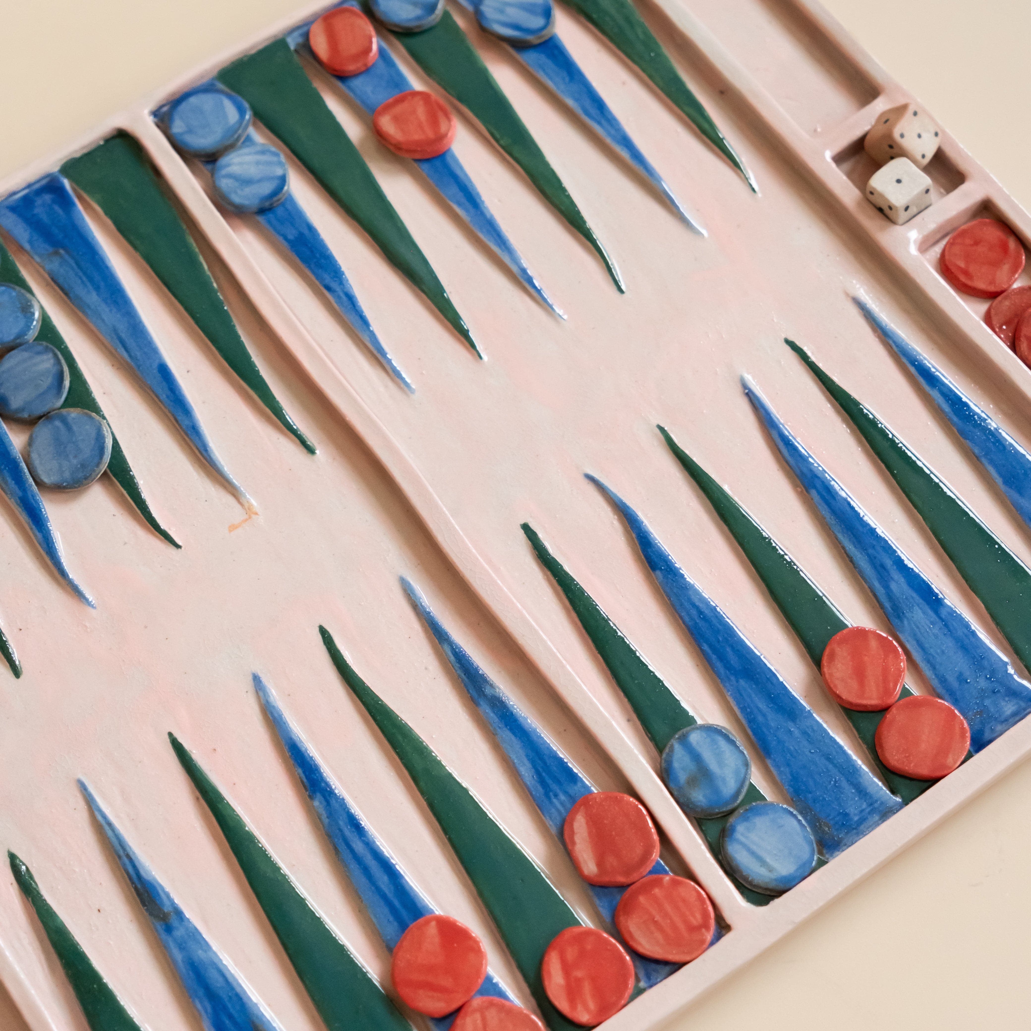Vanessa Moshay Objects Pink Ceramic Backgammon Set