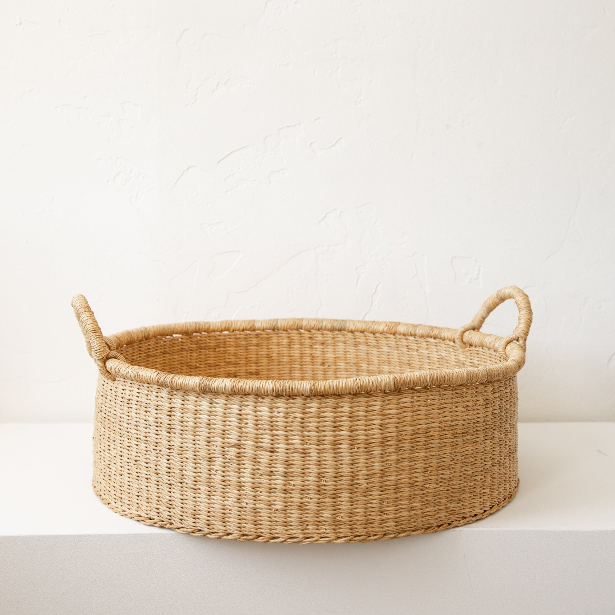 Woven Worldwide Baskets Large Woven Round Basket Short