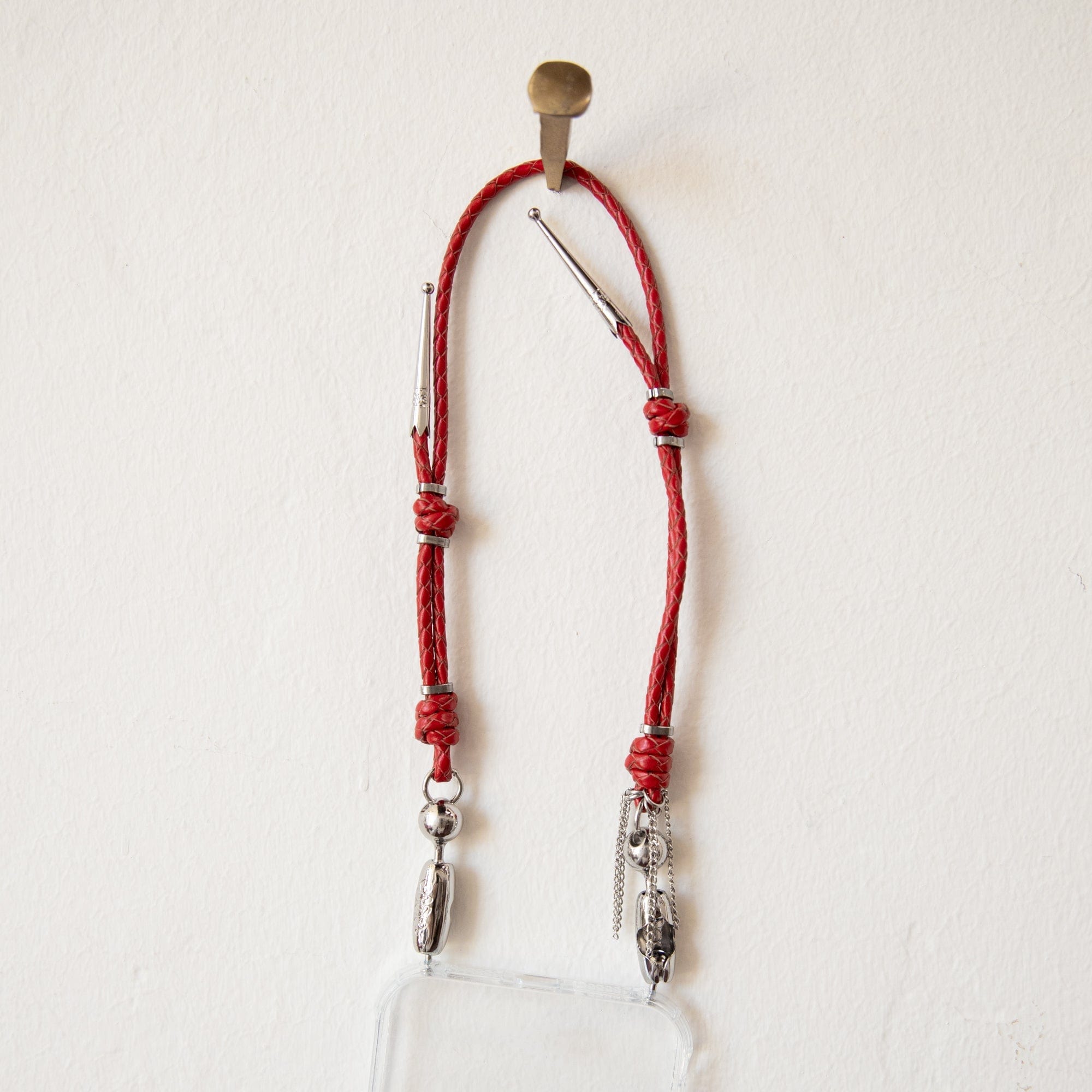 Wristlet Phone Cord in Red Leather Bolo - +COOP